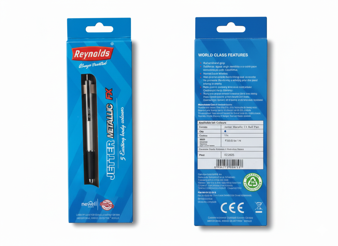 Reynolds Jetter Metallic FX Ball Pen | 0.7 mm Tip | Smooth Writing Blue Ink
