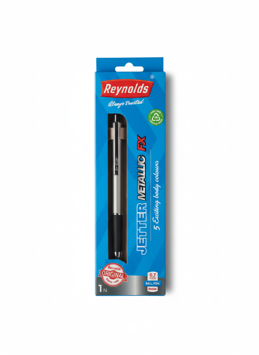 Reynolds Jetter Metallic FX Ball Pen | 0.7 mm Tip | Smooth Writing Blue Ink
