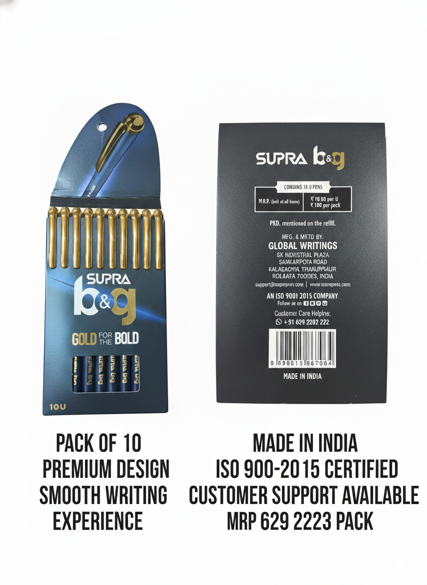 SUPRA b&g Premium Ballpoint Pens (Pack of 10)