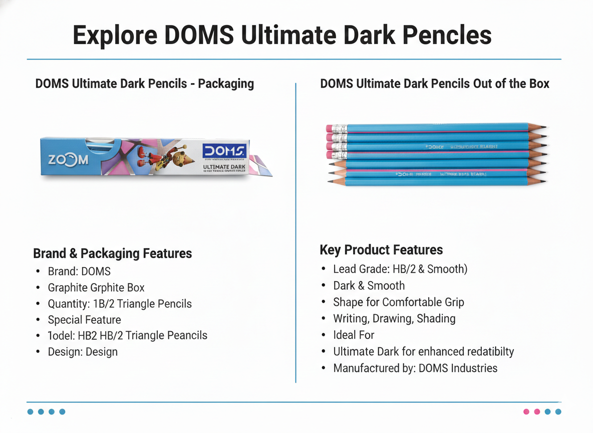 DOMS Ultimate Dark Pencils (HB/2) | Extra Dark Smooth Writing