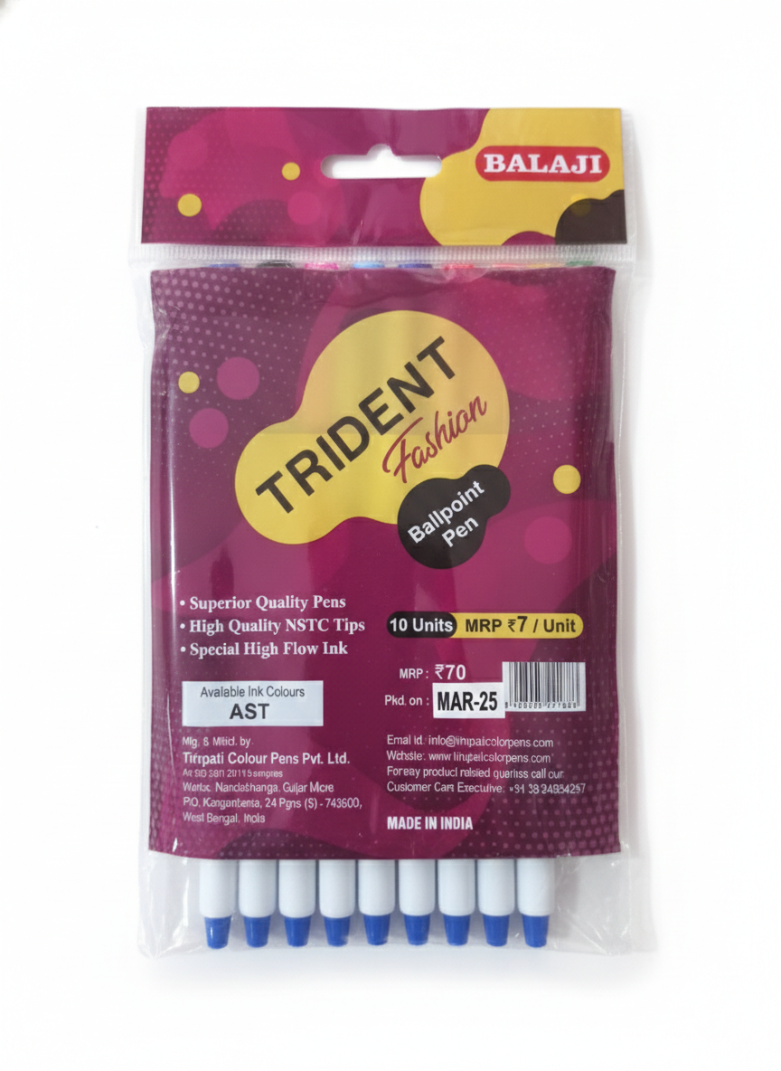 Trident Fashion Ballpoint Pens Set (Pack of Assorted Colors)