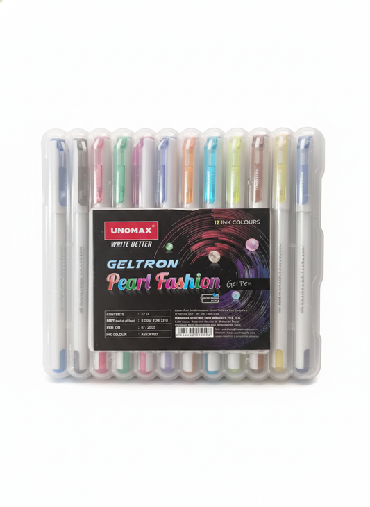 UNOMAX Geltron Pearl Fashion Gel Pens Set, Smooth Writing Gel Pens with Assorted Ink Colors for Journaling, Notes, Drawing, School and Office Use