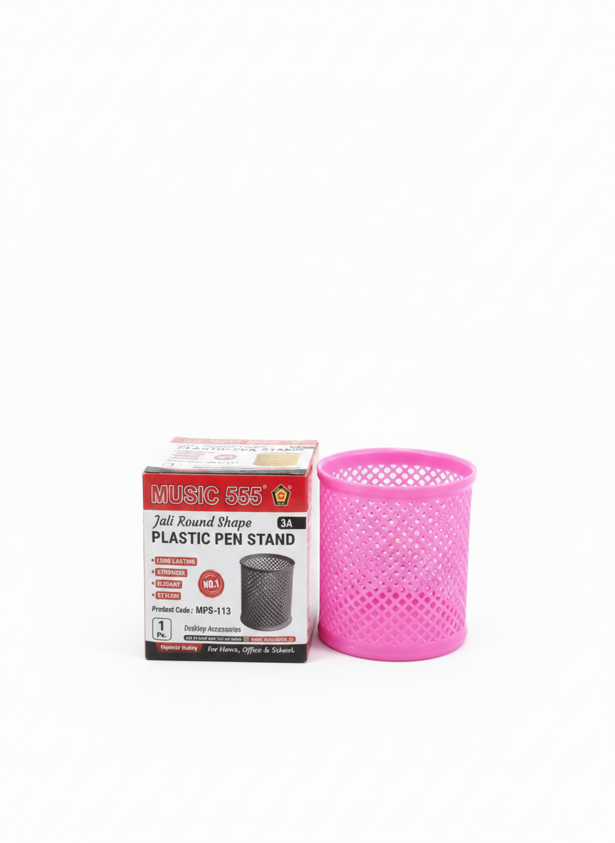Jali Round Shape Plastic Pen Stand for Desk, Mesh Design Pencil Holder Organizer for Office