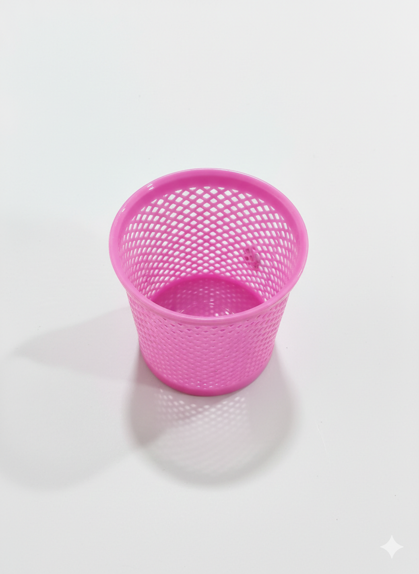 Jali Round Shape Plastic Pen Stand for Desk, Mesh Design Pencil Holder Organizer for Office