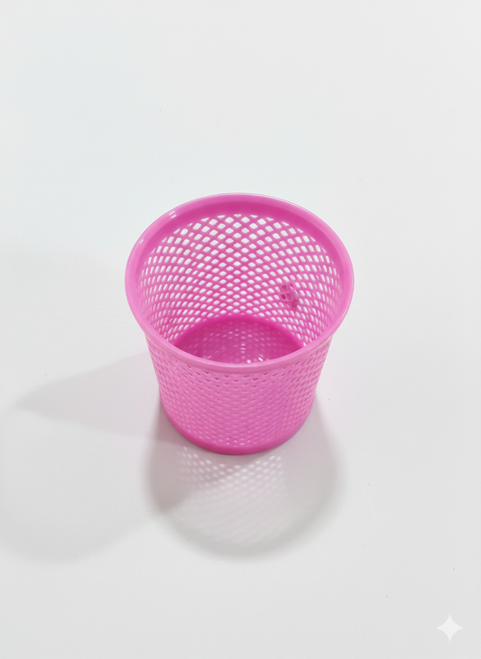 Jali Round Shape Plastic Pen Stand for Desk, Mesh Design Pencil Holder Organizer for Office