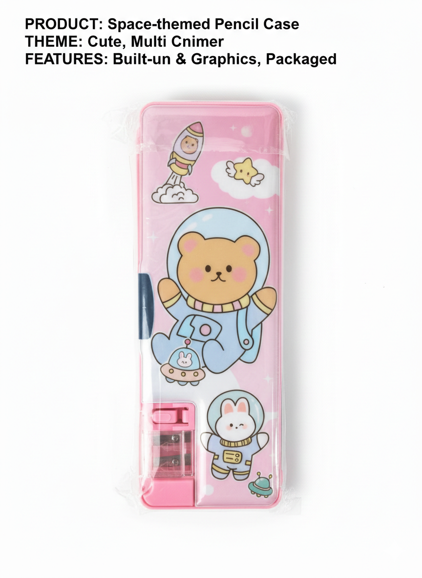 Premium Pencil Case for Kids – Cartoon Printed Zipper Pouch with Wrist Strap – School Stationery Organizer for Boys & Girls