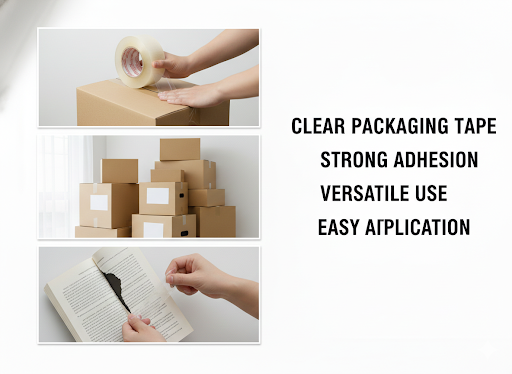 Strong Adhesive Transparent Tape Easy Application for Packaging, Office & Home Use