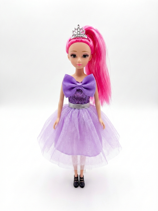Viola Fashion Doll for Girls | Glamorous Party Style Doll with Pink Hair & Purple Dress