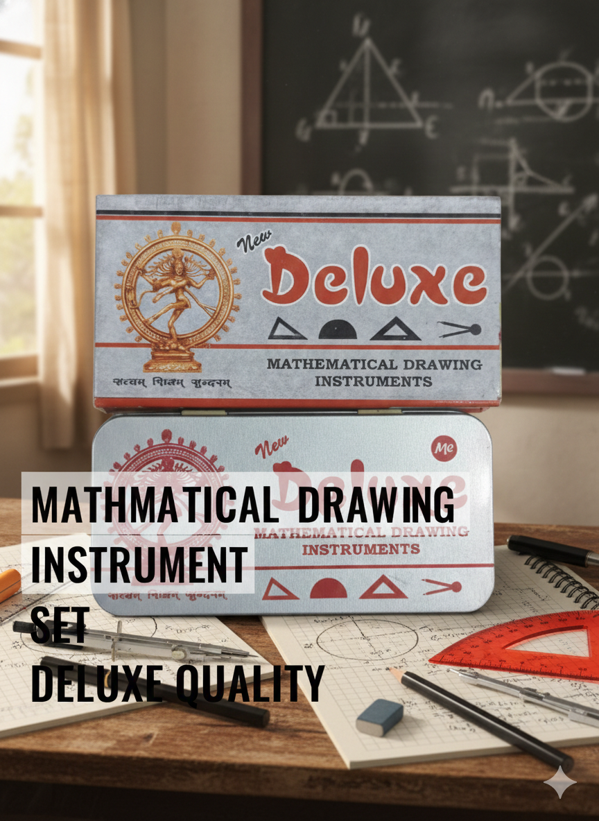Deluxe Mathematical Drawing Instrument Set – Geometry Box with Compass, Divider, Ruler & Protractor – Metal Case Geometry Kit for Students & School Use
