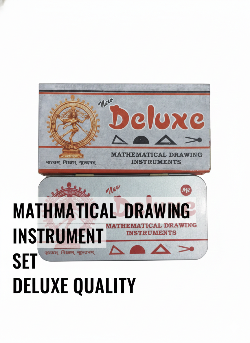Deluxe Mathematical Drawing Instrument Set – Geometry Box with Compass, Divider, Ruler & Protractor – Metal Case Geometry Kit for Students & School Use