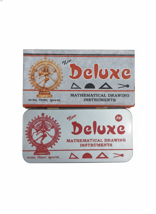 Deluxe Mathematical Drawing Instrument Set – Geometry Box with Compass, Divider, Ruler & Protractor – Metal Case Geometry Kit for Students & School Use