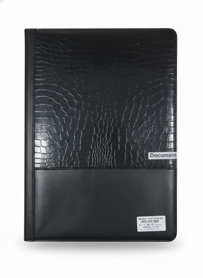 Luxury Black Document Bag | Waterproof File Folder Organizer with Zip Closure