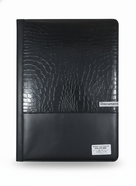 Luxury Black Document Bag | Waterproof File Folder Organizer with Zip Closure