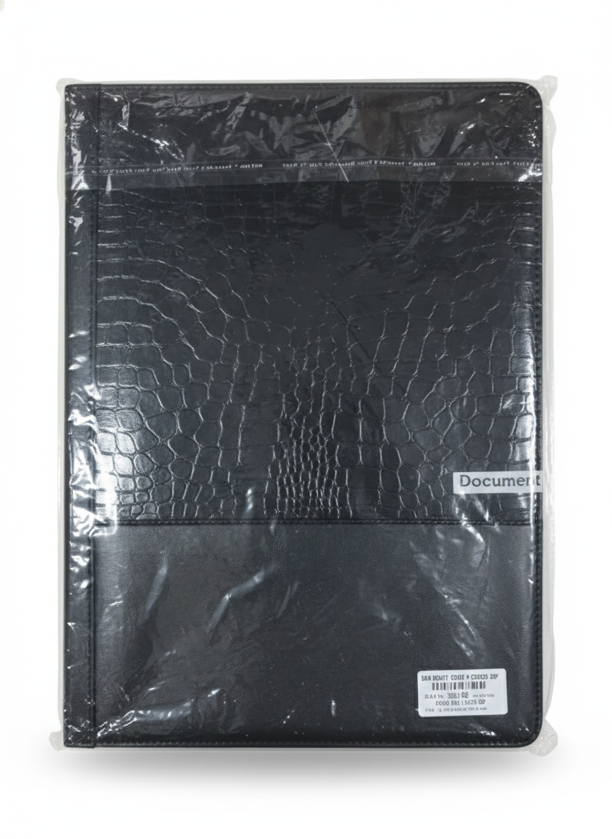Luxury Black Document Bag | Waterproof File Folder Organizer with Zip Closure