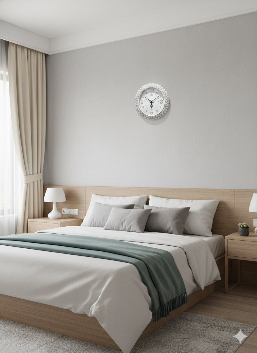 Luxury White Floral Wall Clock with Ornate Round Design | Raised Gold Numerals & Silent Quartz Movement
