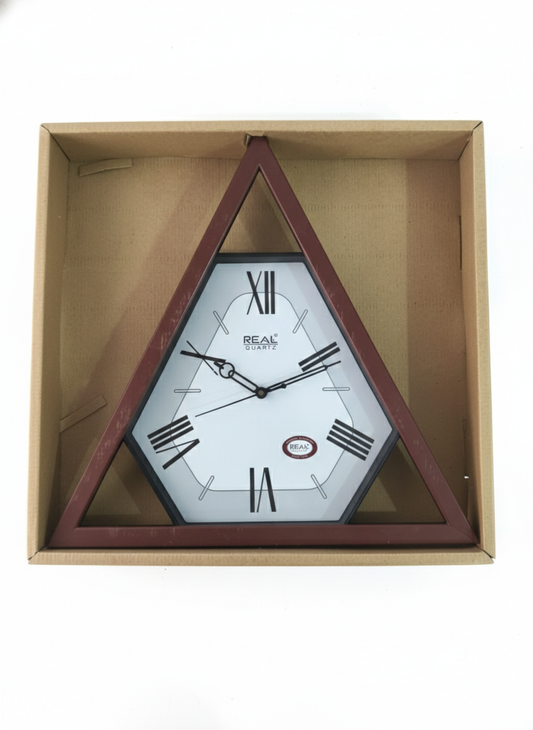 Unique Triangular Wall Clock with Roman Numerals | Real Quartz Movement | Designer Decorative Clock for Living Room, Bedroom & Office