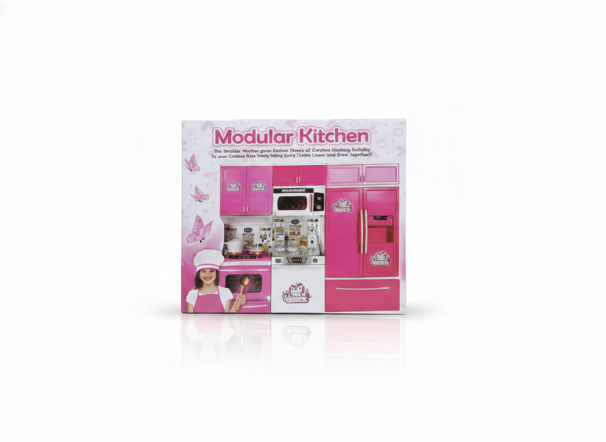 Kids Kitchen Set Toy for Girls & Boys | Pink Pretend Play Cooking Set with Lights & Sounds