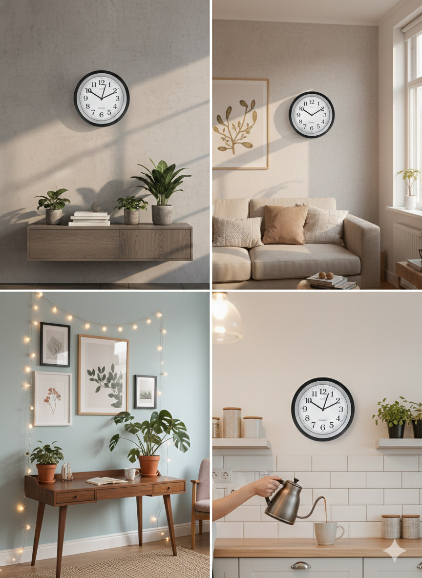 Classic Black Wall Clock 12 Inch – Silent Sweep Quartz Movement, Large Easy-to-Read Numbers, Durable Frame, Battery Operated for Home, Office & Classroom