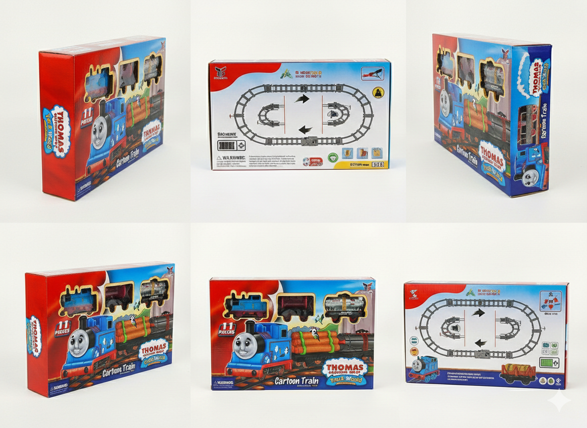Cartoon Train Toy Set for Kids | Battery Operated Train with Track (11 Pieces)