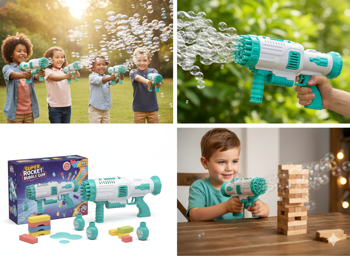 32 Hole Bubble Gun for Kids | Automatic Bubble Maker Machine with Bubble Solution