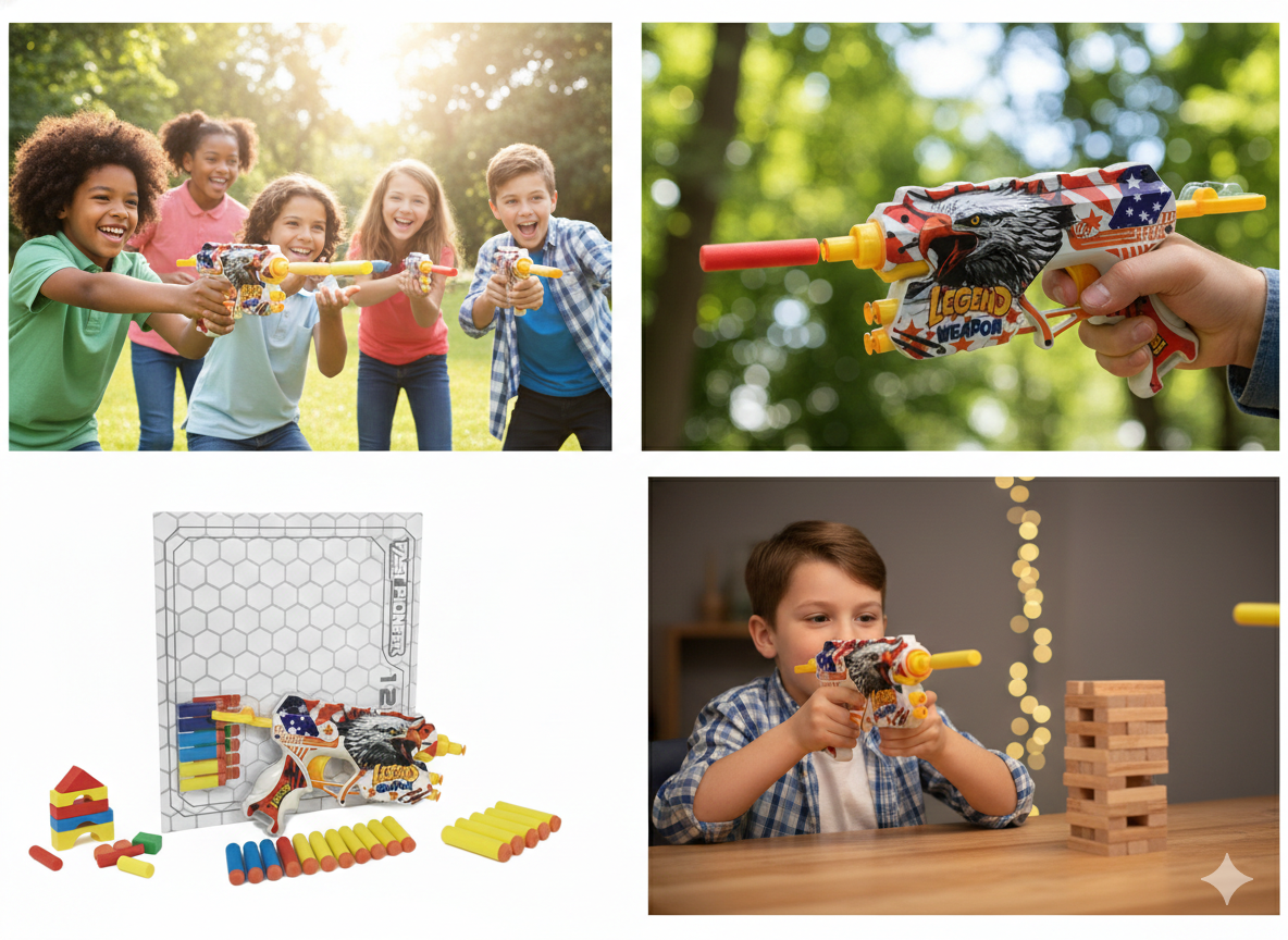 Foam Dart Toy Gun for Kids | Single Shot Soft Bullet Blaster with 12 Foam Darts