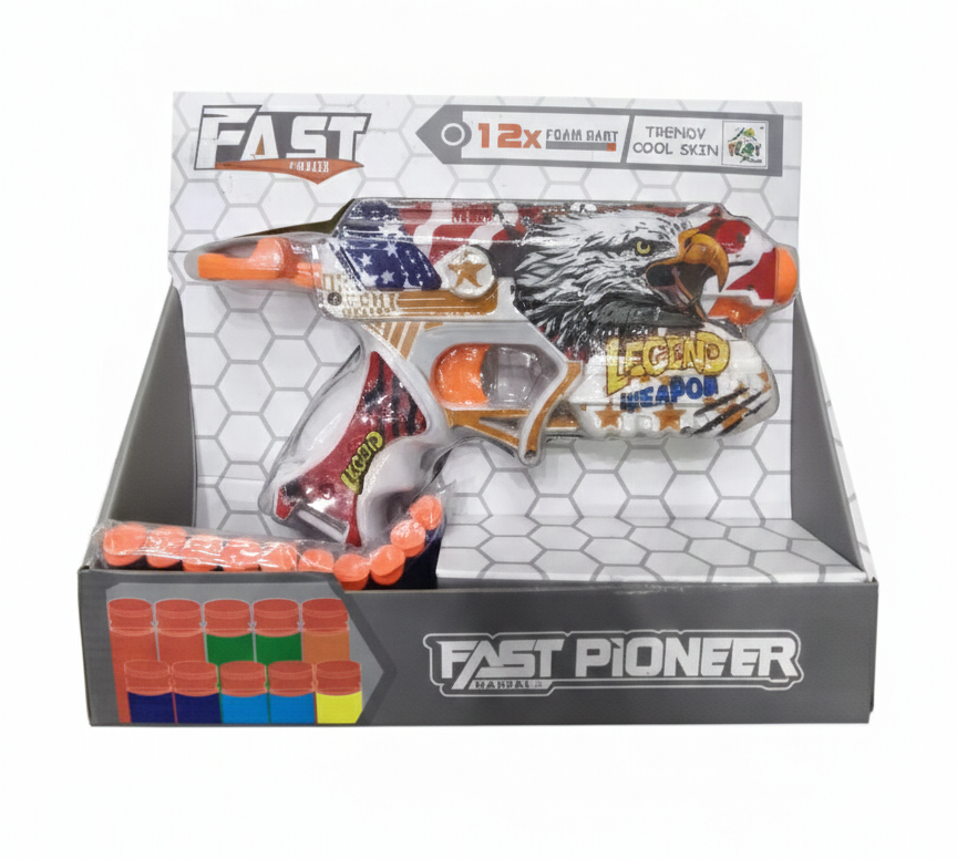 Foam Dart Toy Gun for Kids | Single Shot Soft Bullet Blaster with 12 Foam Darts