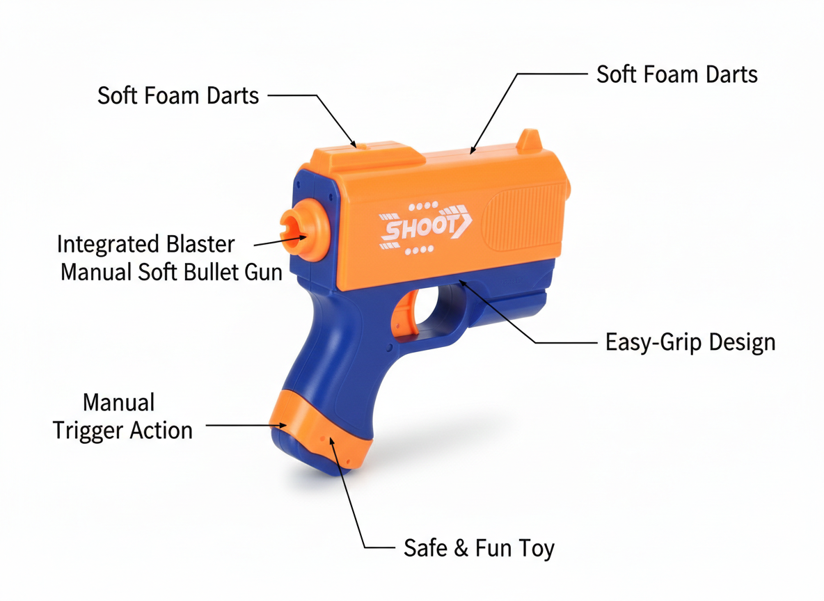 Foam Dart Gun Toy for Kids | Manual Soft Bullet Blaster with Foam Darts