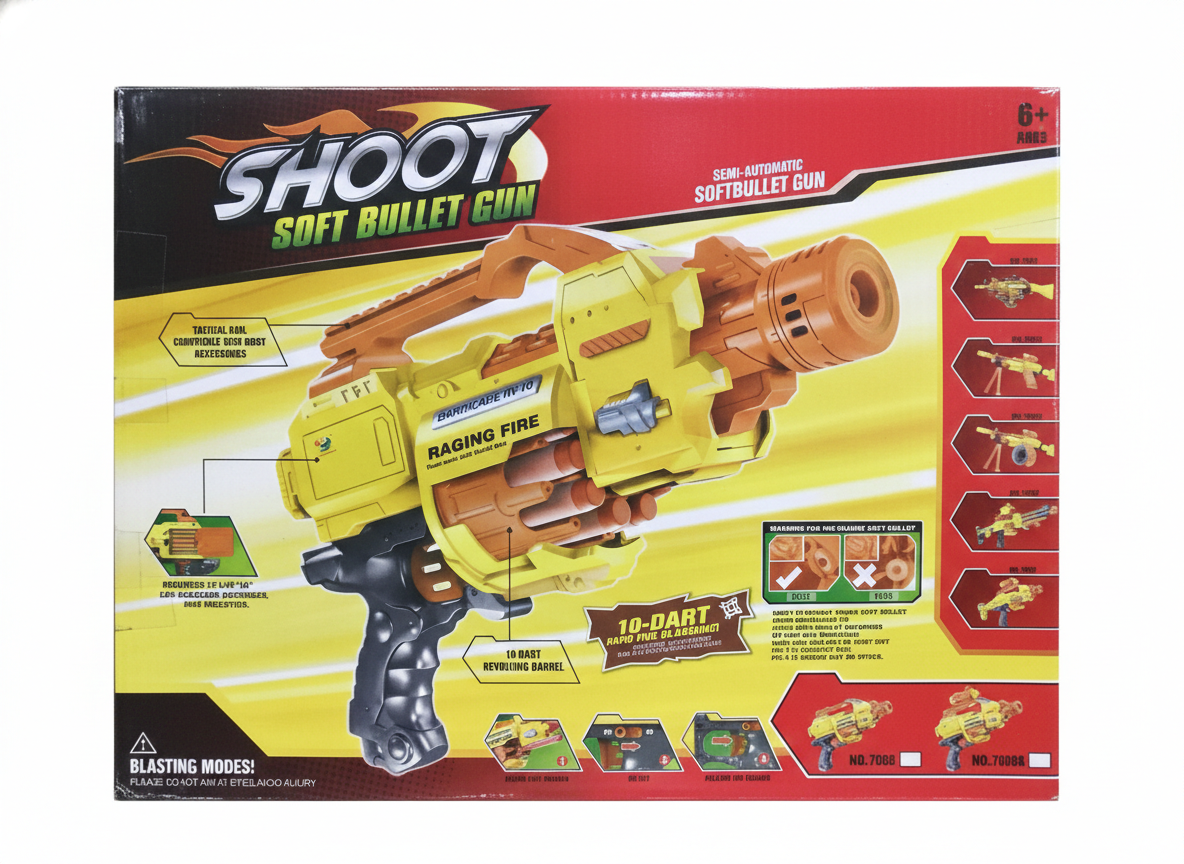 Kids Foam Dart Blaster Gun with 10-Dart Revolving Cylinder