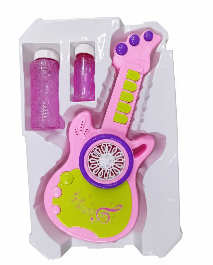 Kids Bubble Gun Toy Guitar | Automatic Bubble Maker with Music & Lights