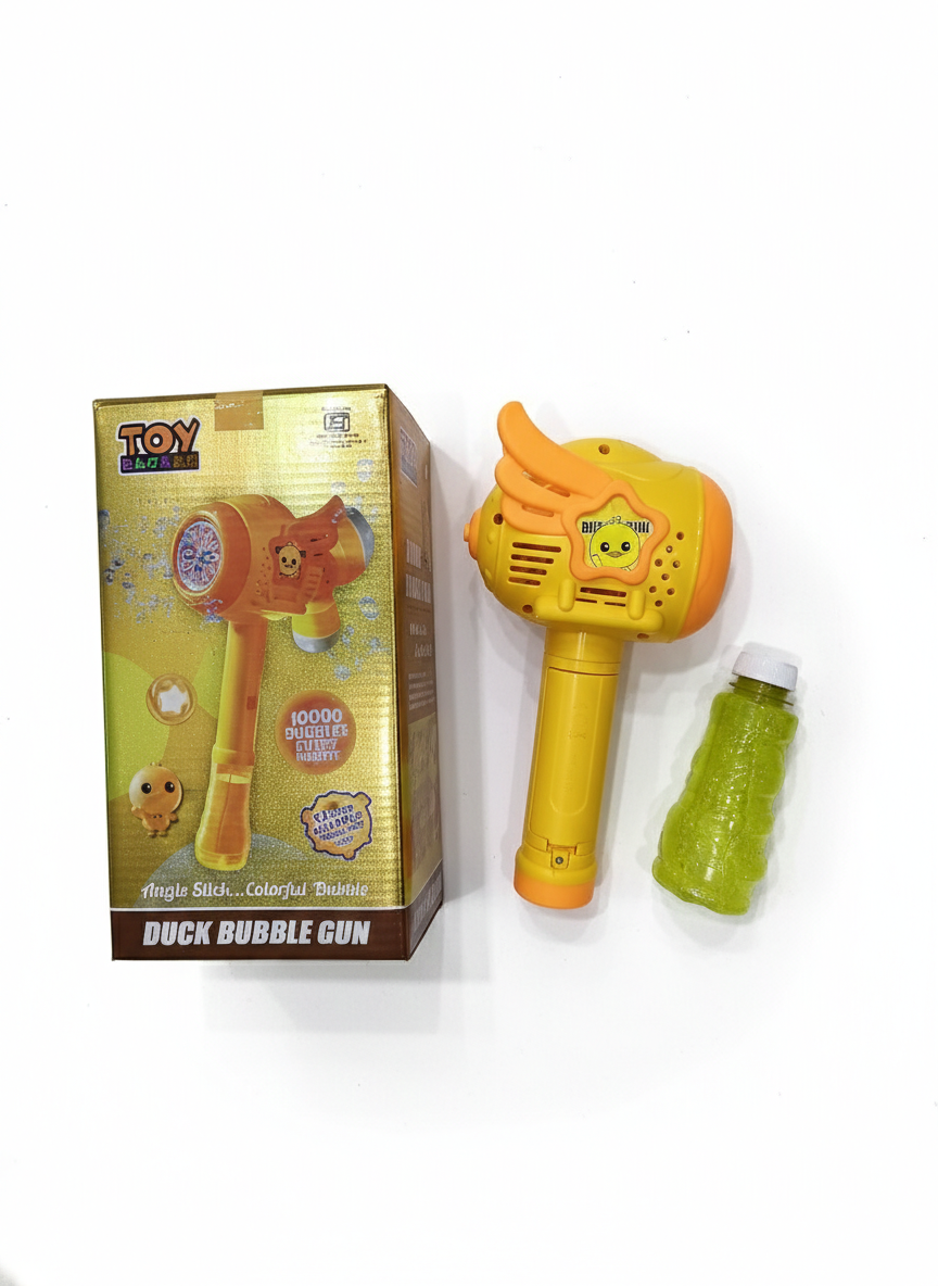 Duck Bubble Gun for Kids | Automatic Bubble Maker with LED Lights & 12-Hole Wand