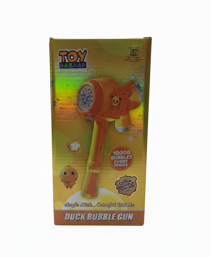 Duck Bubble Gun for Kids | Automatic Bubble Maker with LED Lights & 12-Hole Wand