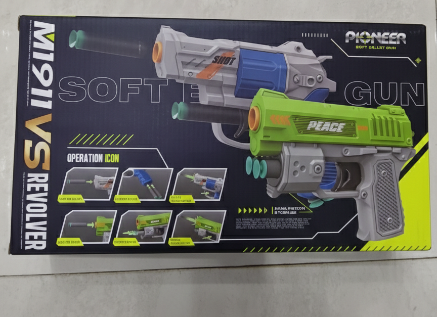 Toy Gun Combo Set for Kids | Automatic Pistol + Revolver with Soft EVA Darts