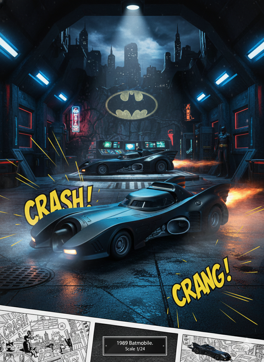 1989 Batmobile Die-Cast Car Model 1:24 Scale | Iconic Batman Movie Car Replica