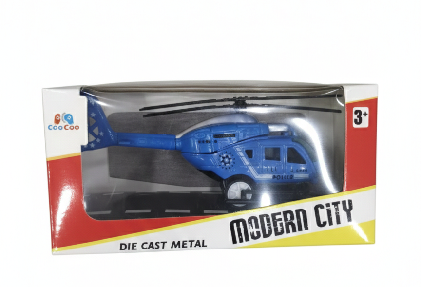 Ji-Aye Die-Cast Police Helicopter Toy for Kids | Metal Body Helicopter Mode
