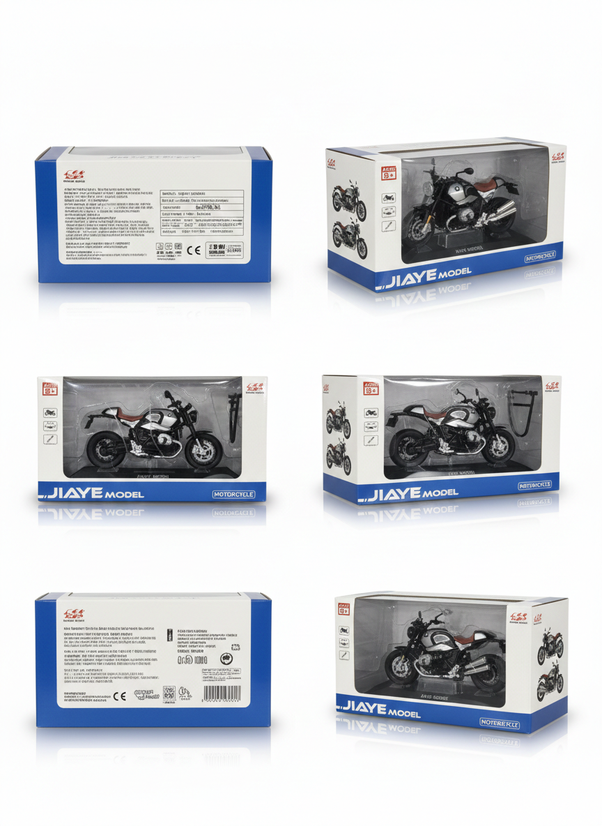 Ji-Aye 1:12 Die-Cast Motorcycle Model Bike | Metal Toy Bike with Realistic Details, Rubber Tires & Steering