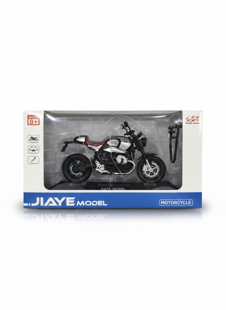 Ji-Aye 1:12 Die-Cast Motorcycle Model Bike | Metal Toy Bike with Realistic Details, Rubber Tires & Steering