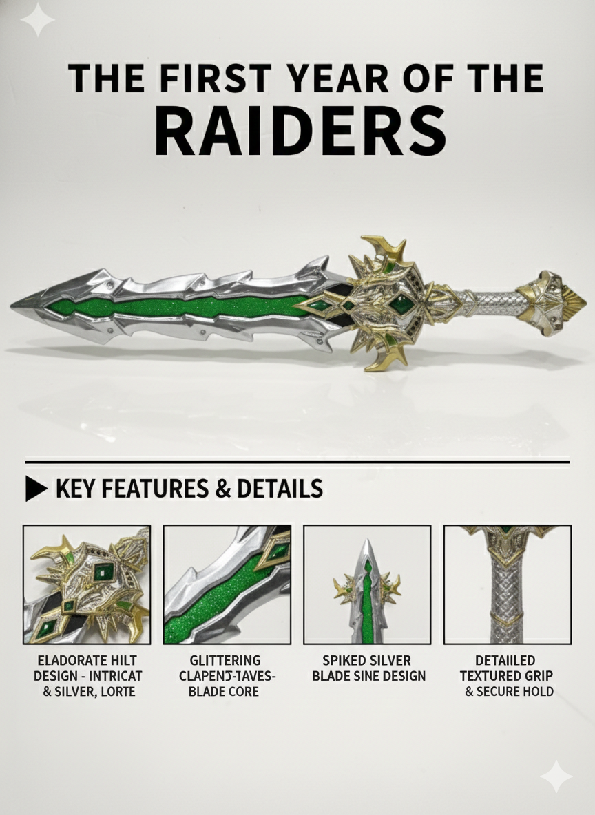 Fantasy Raider Sword Toy for Kids | Decorative Warrior Sword with Glitter Blade & Detailed Hil