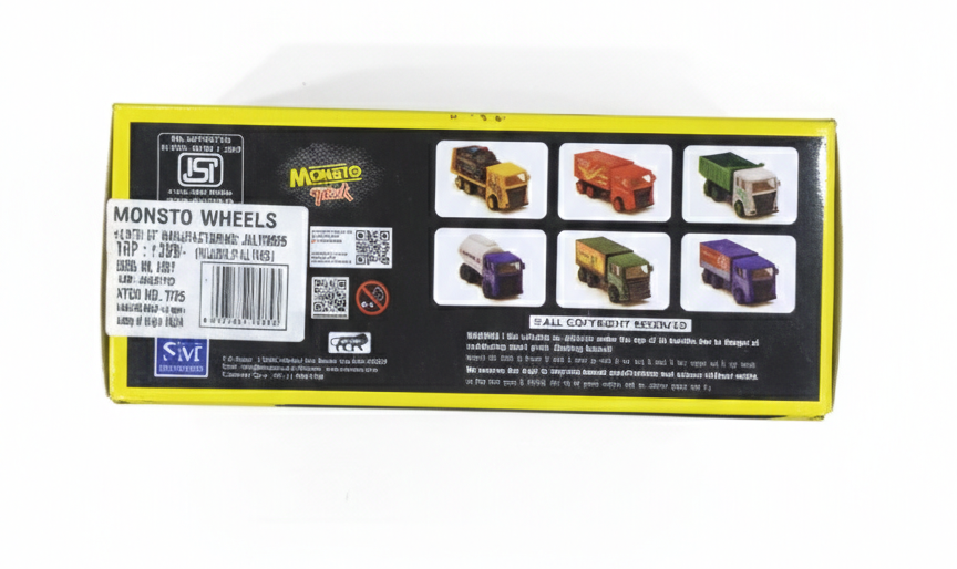 Yellow Pull Back Monster Truck Toy for Kids | Big Wheel Friction Powered Off-Road Truck
