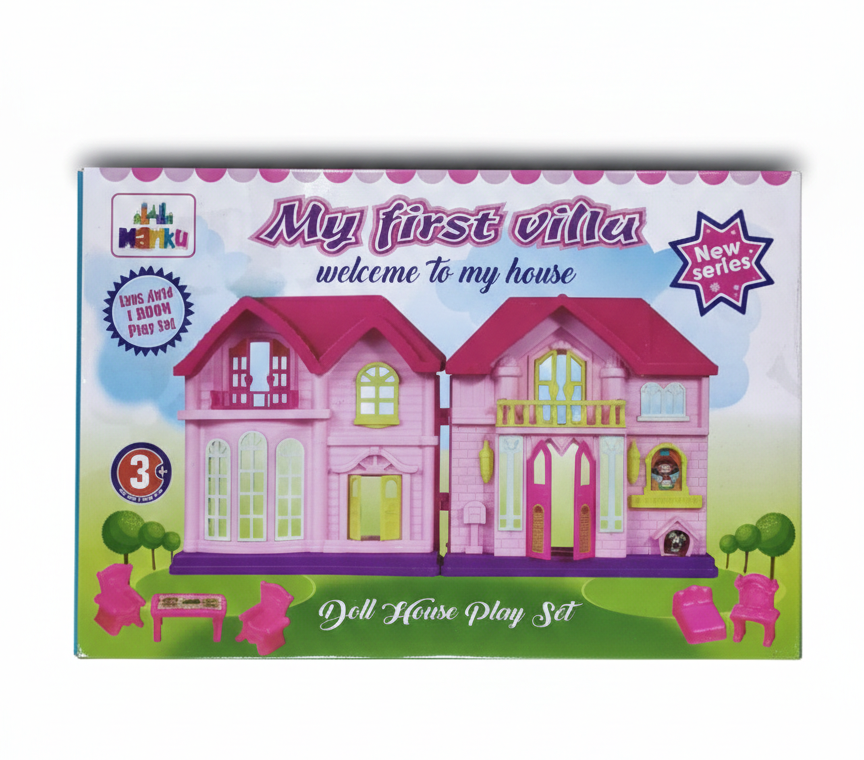 My First Villa Dollhouse Play Set for Kids | 2-Storey Doll House with Furniture & Doll Figure
