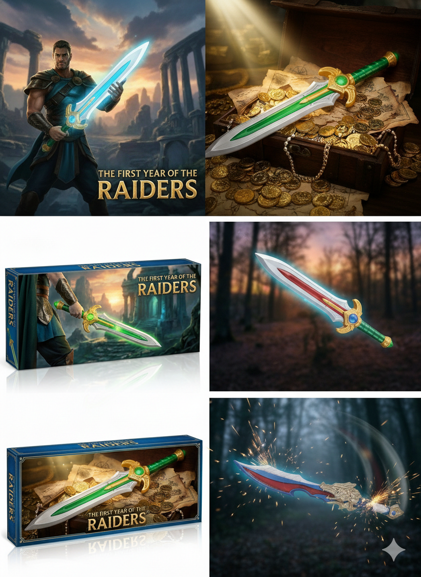 Fantasy Raider Sword Toy for Kids | Decorative Warrior Sword with Glitter Blade & Detailed Hil