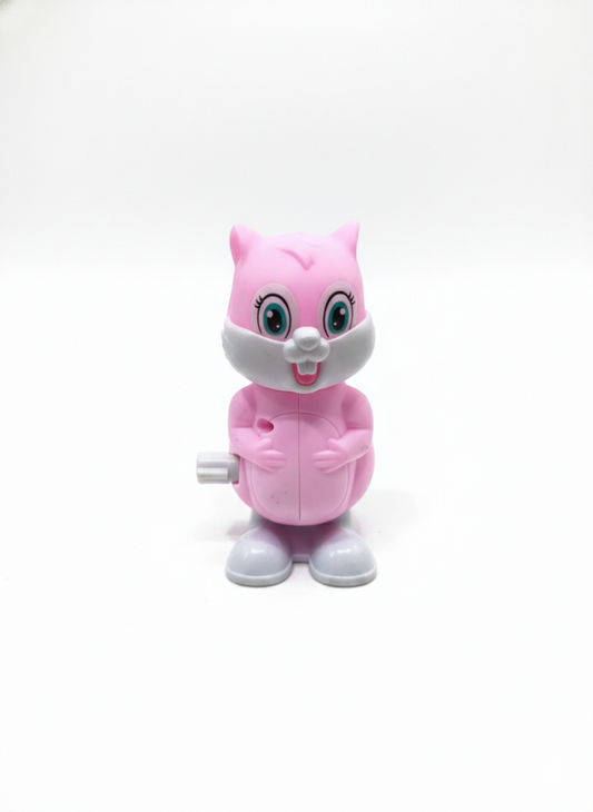 Wind-Up Squirrel Toy for Kids | Cute Pink Clockwork Animal Toy