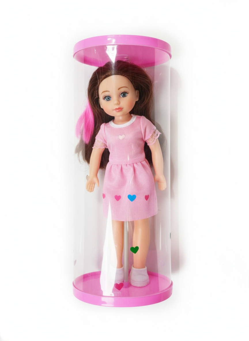 Pretty Girl Fashion Doll for Girls with Long Hair & Stylish Pink Dress