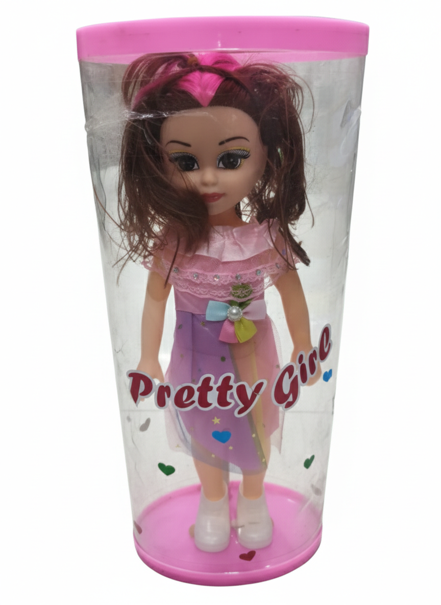 Pretty Girl Fashion Doll for Girls with Long Hair & Stylish Pink Dress