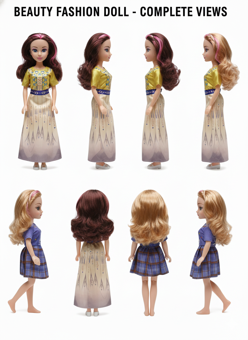 Beauty Fashion Doll Set for Girls with 2 Dolls, Long Hair Styling Doll
