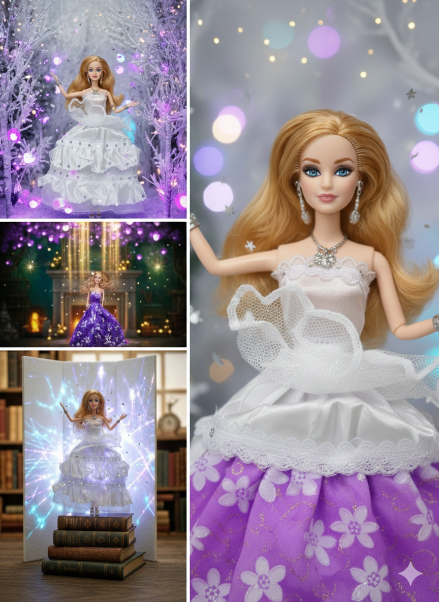 Princess Fashion Doll for Girls with Blonde Hair & Purple Floral Dress, Long Hair Styling Doll Toy, Kids Gift Set for Girls Age 3+ (Multicolor)