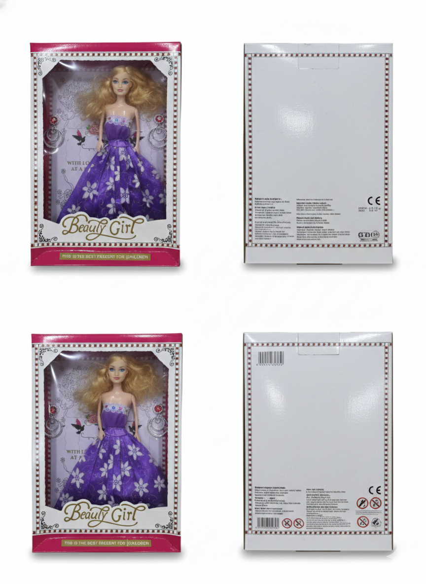 Princess Fashion Doll for Girls with Blonde Hair & Purple Floral Dress, Long Hair Styling Doll Toy, Kids Gift Set for Girls Age 3+ (Multicolor)