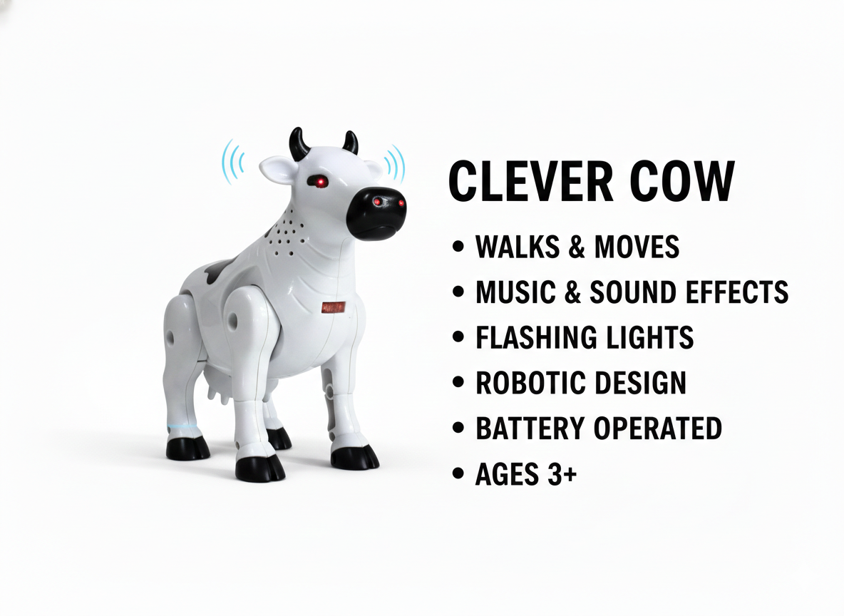 Kids Robotic Walking Cow Toy with Music, Lights & Sound Effects