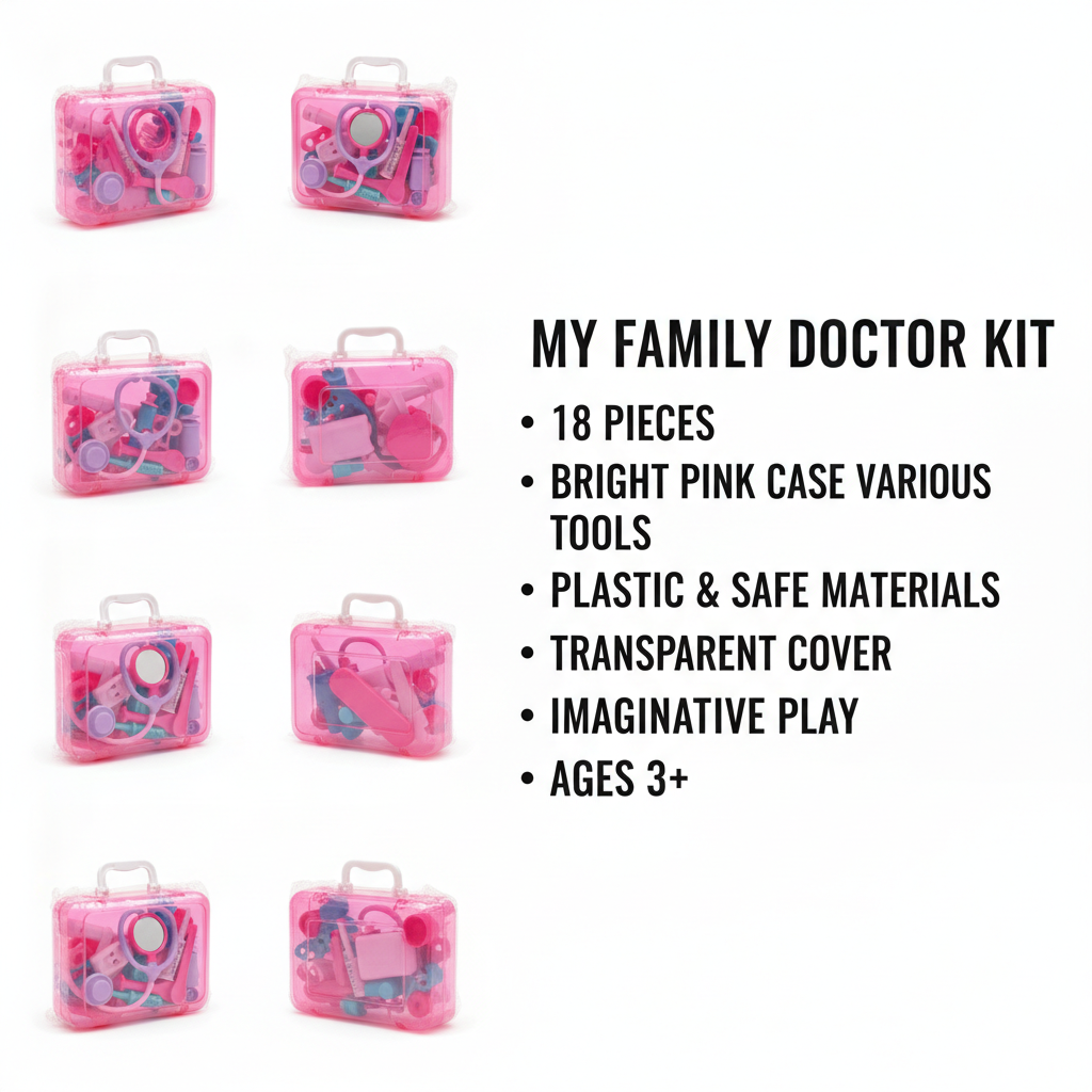 Kids Doctor Play Set Toy Kit with 18 Pieces | Pretend Play Medical Kit in Pink Carry Case with Stethoscope & Tool
