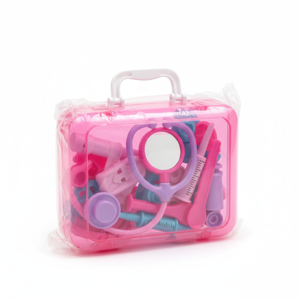 Kids Doctor Play Set Toy Kit with 18 Pieces | Pretend Play Medical Kit in Pink Carry Case with Stethoscope & Tool