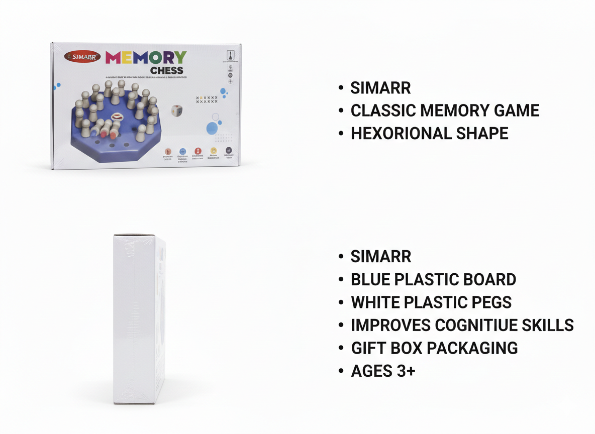 Memory Chess Game for Kids | Wooden/Plastic Memory Training Board Game with Dice & Pegs